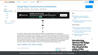 
                            5. Google Sign-In backend server authentication - Stack Overflow