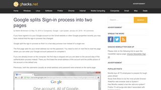 
                            2. Google splits Sign-in process into two pages - gHacks Tech News