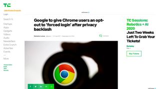 
                            6. Google to give Chrome users an opt-out to 'forced login' after privacy ...