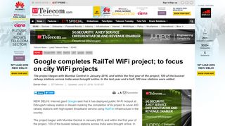 
                            13. Google WiFi: Google completes RailTel WiFi project; to focus on city ...