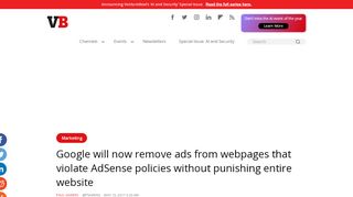 
                            13. Google will now remove ads from webpages that violate AdSense ...
