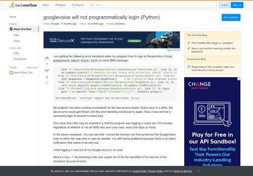 
                            8. googlevoice will not programatically login (Python) - Stack Overflow