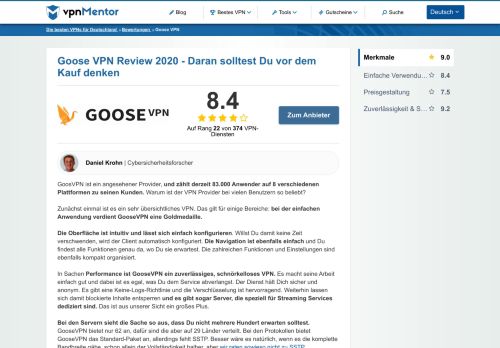 
                            6. Goose VPN Review 2019 - Daran solltest Du vor dem Kauf denken