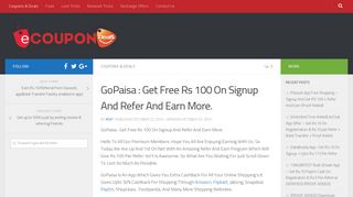 
                            1. GoPaisa : Get Free Rs 100 On Signup And Refer And Earn More ...