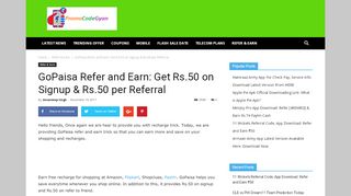 
                            4. GoPaisa Refer and Earn: Get Rs.50 on Signup & Rs.50 per Referral ...