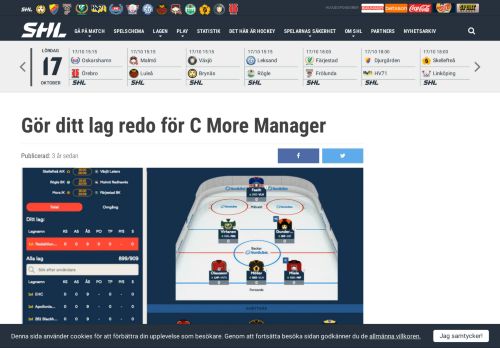 
                            2. Gör ditt lag redo för C More Manager - SHL.se