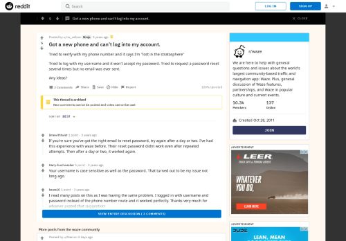 
                            4. Got a new phone and can't log into my account. : waze - Reddit