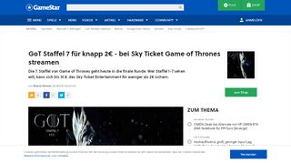 
                            10. GoT Staffel 7 für knapp 2€ - bei Sky Ticket Game of Thrones streamen ...