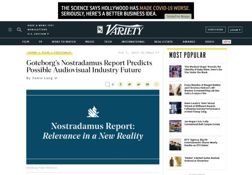 
                            7. Goteborg Nostradamus Report 2019 Released – Variety