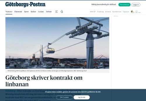
                            11. Göteborg skriver kontrakt om linbanan | Göteborgs-Posten - Göteborg