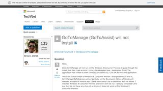 
                            12. GoToManage (GoToAssist) will not install - Microsoft