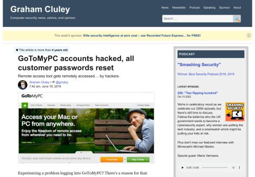 
                            10. GoToMyPC accounts hacked, all customer passwords reset