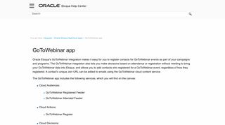 
                            8. GoToWebinar app - Oracle Docs