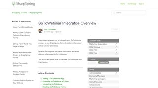 
                            12. GoToWebinar Integration Overview – SharpSpring