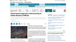 
                            5. Government approves restructuring of Indian Bureau of Mines - The ...