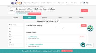 
                            8. Government college (GC), Ropar Courses & Fees 2019-20 ...