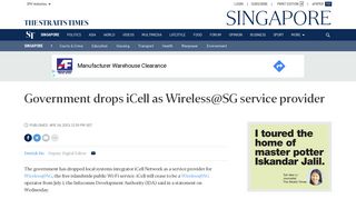 
                            2. Government drops iCell as Wireless@SG service provider, Singapore ...