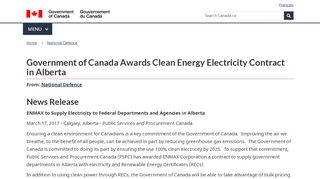 
                            9. Government of Canada Awards Clean Energy Electricity Contract in ...