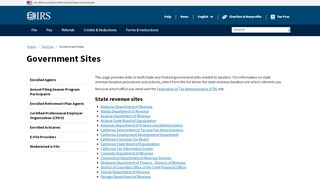 
                            8. Government Sites | Internal Revenue Service - IRS.gov