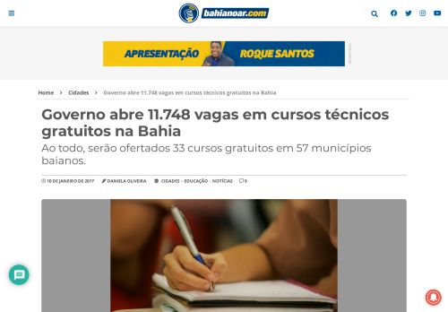 
                            10. Governo abre 11.748 vagas em cursos técnicos gratuitos na Bahia ...