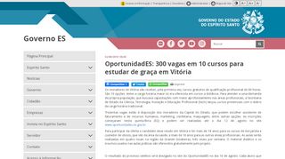 
                            7. Governo ES - OportunidadES: 300 vagas em 10 cursos para estudar ...