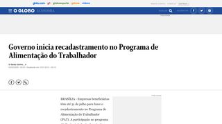 
                            6. Governo inicia recadastramento no Programa de Alimentação do ...