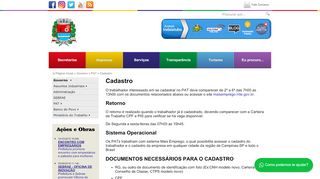 
                            11. Governo » PAT » Cadastro | Prefeitura Municipal de Indaiatuba