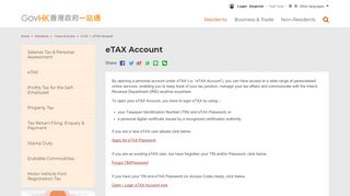 
                            8. GovHK: eTAX Account