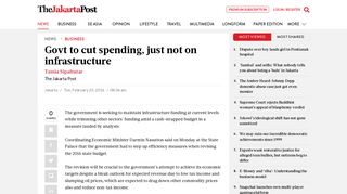 
                            12. Govt to cut spending, just not on infrastructure - Business - The Jakarta ...