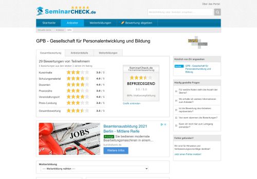 
                            10. GPB - Gesellschaft für Personalentwicklung und ... - SeminarCheck