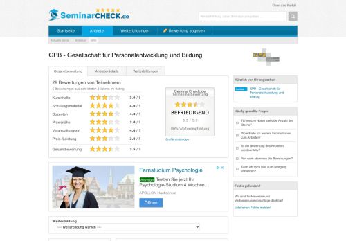 
                            8. GPB - Gesellschaft für Personalentwicklung und ... - SeminarCheck.de