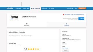 
                            10. GPSNET PROVEDOR - Por Dentro da Empresa | Infojobs