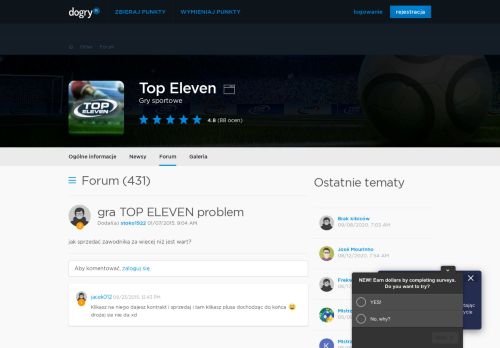 
                            9. gra TOP ELEVEN problem - Top Eleven - Dogry