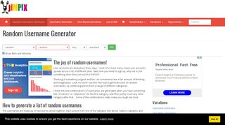 
                            8. Grab a cool username - random username generator - Jimpix