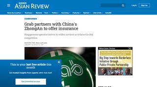
                            13. Grab partners with China's ZhongAn to offer insurance - ...