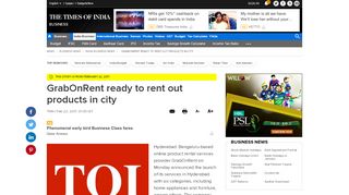 
                            8. GrabOnRent ready to rent out products in city - Times of India
