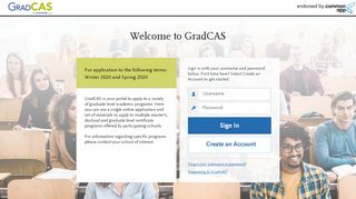 
                            6. GradCAS | Applicant Login Page