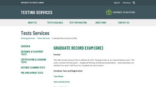 
                            12. Graduate Record Exam (GRE) | USF Testing Services