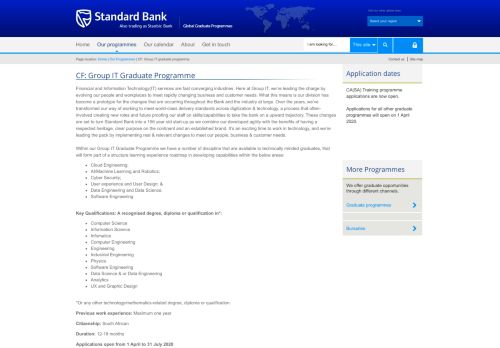 
                            6. Graduates | CF: Group IT graduate programme - Standard Bank