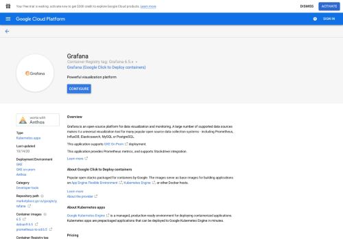 
                            7. Grafana | Marketplace - Google Cloud Platform - Google Cloud Console