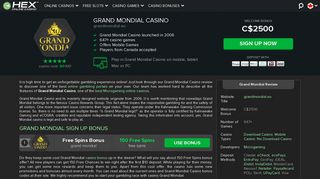 
                            10. Grand Mondial ▷ Top Canada Casino ▷ 150 FREE Chances to Win