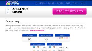 
                            10. Grand Reef Casino - No Deposit Bonus