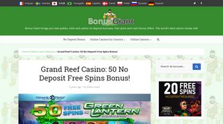 
                            2. Grand Reef Online Casino: 50 No Deposit Free Spins Bonus