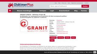 
                            9. GRANIT PARTS - Wilhelm Fricke SE - OldtimerPlus Logo