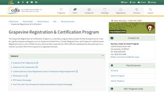 
                            13. Grapevine Registration & Certification Program > CDFA > Plant Health