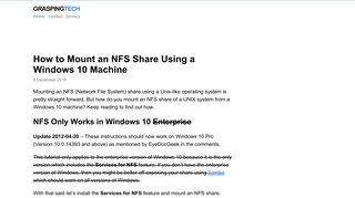 
                            12. GraspingTech | How to Mount an NFS Share Using a Windows 10 ...