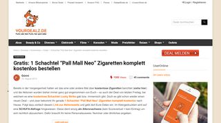 
                            3. Gratis: 1 Schachtel “Pall Mall Neo” Zigaretten komplett ... - YourDealz.de