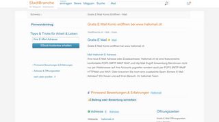 
                            10. Gratis E Mail Konto eröffnen bei www.hallomail.ch - StadtBranche.ch