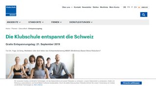 
                            9. Gratis Entspannungstag am 22. September 2018 - Klubschule Migros