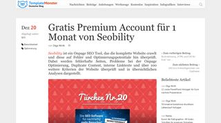 
                            4. Gratis Premium Account für 1 Monat von Seobility - Template Monster